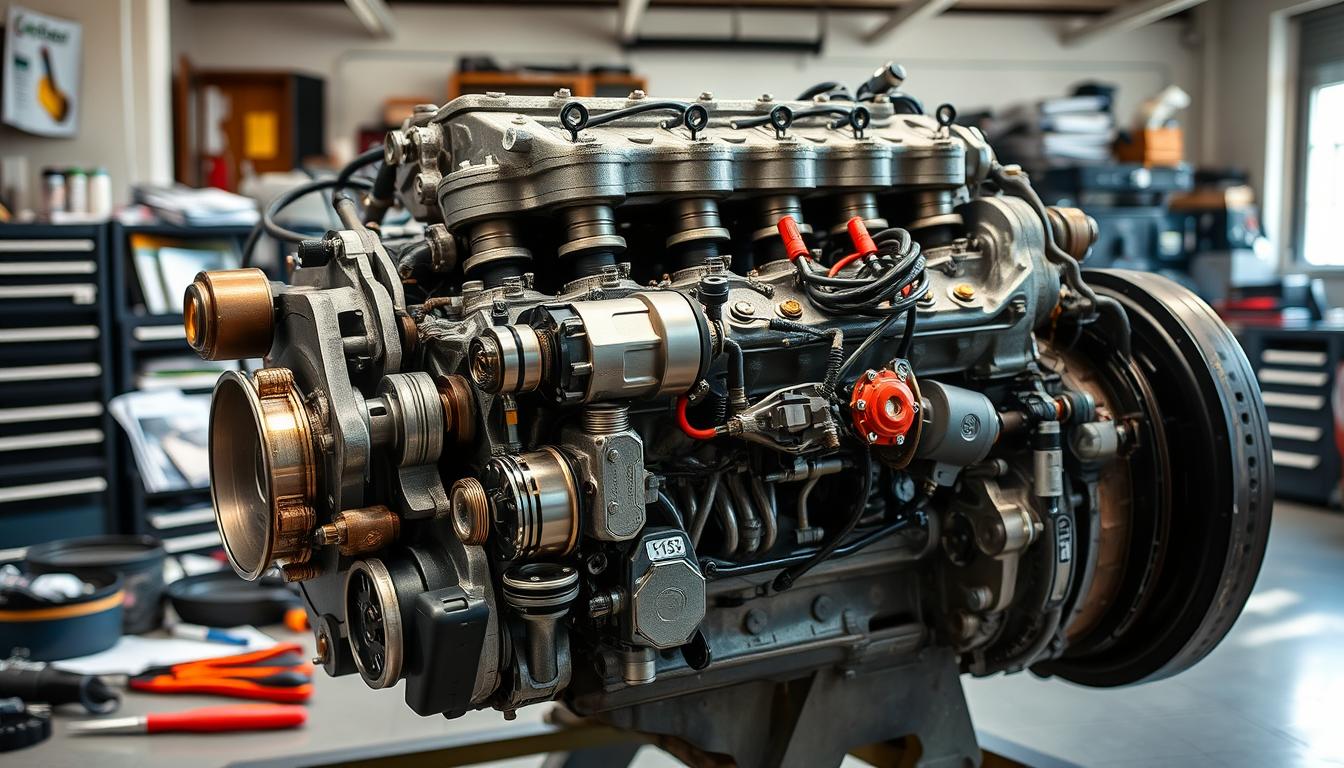 A detailed, high-resolution image of a disassembled Lexus 2UR-GSE V8 engine, showcasing various mechanical issues. The foreground depicts the engine block with parts like pistons, valves, and timing components in a state of disrepair, highlighting common problems such as oil leaks, faulty sensors, and wear on critical components. The middle ground features a selection of tools, manuals, and diagnostic equipment surrounding the engine, conveying the technical nature of addressing these issues. The background is a clean, well-lit workshop environment with a sense of focused investigation and problem-solving. The lighting is natural and directional, emphasizing the intricate details of the engine's inner workings. The overall mood is one of professional analysis and troubleshooting to identify and resolve the 2UR-GSE's known mechanical problems. A detailed, high-resolution image of a disassembled Lexus 2UR-GSE V8 engine, showcasing various mechanical issues. The foreground depicts the engine block with parts like pistons, valves, and timing components in a state of disrepair, highlighting common problems such as oil leaks, faulty sensors, and wear on critical components. The middle ground features a selection of tools, manuals, and diagnostic equipment surrounding the engine, conveying the technical nature of addressing these issues. The background is a clean, well-lit workshop environment with a sense of focused investigation and problem-solving. The lighting is natural and directional, emphasizing the intricate details of the engine's inner workings. The overall mood is one of professional analysis and troubleshooting to identify and resolve the 2UR-GSE's known mechanical problems.