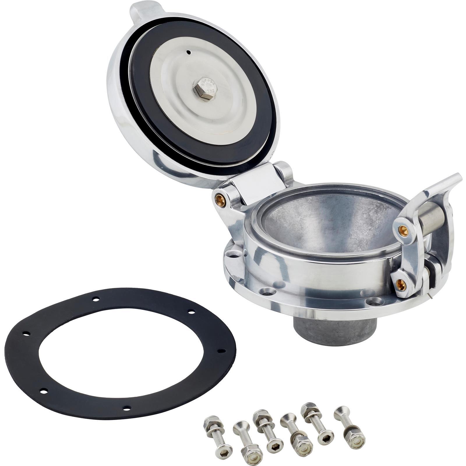 Large 4-5/8" Polished Aluminum Shelby Cobra Style Gas Fuel Cap - Afbeelding 2